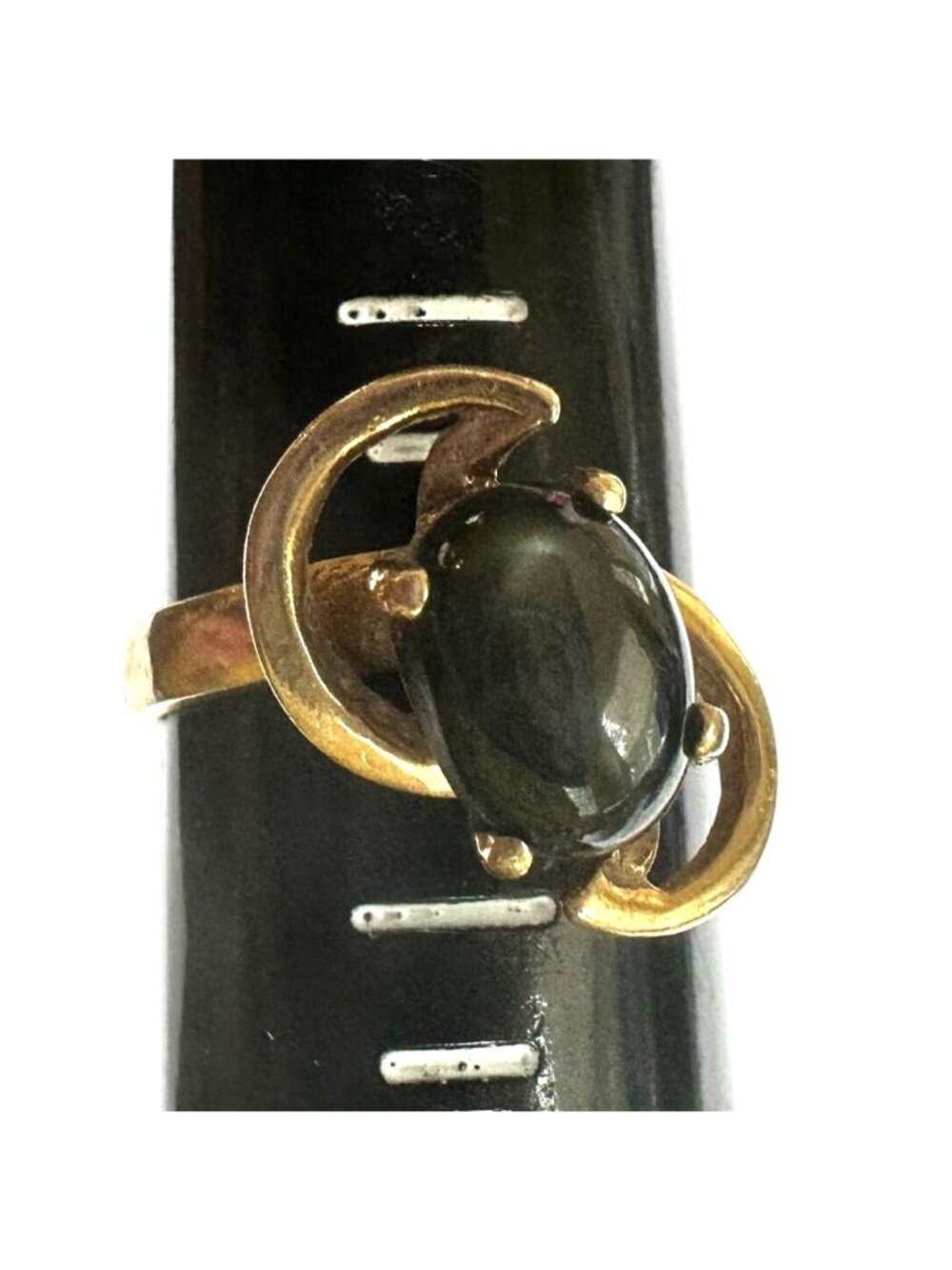 Vintage 10k Gold Ring With Dark Sapphire Oval Design Size 6